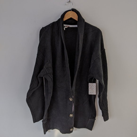 NWT Free People Black Cozy Eucalyptus Cardigan - Picture 2 of 7